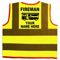Fireman Personalised With Name Hi Visibility Children's Kids Safety Jacket