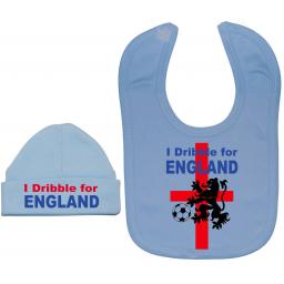 I Dribble For England Baby Feeding Bib & Hat Set