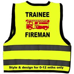 Trainee Fireman With Red Engine Hi Visibility Children's Kids Safety Jacket