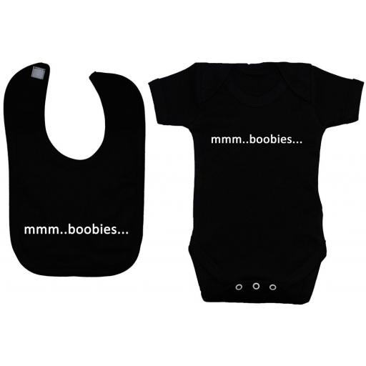 Boobies Baby Grow, Bodysuit, Romper & Feeding Bib