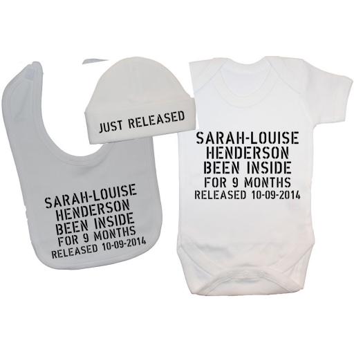 Personalised Been Inside Baby Bodysuit, Romper & Bib & Hat