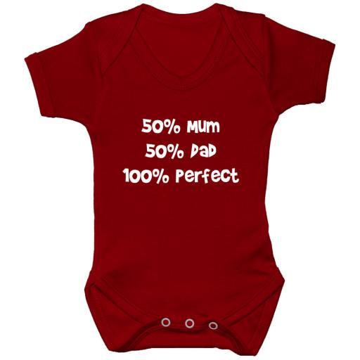 50% Mum 50% Dad 100% Perfect Baby Grow, Bodysuit, Romper