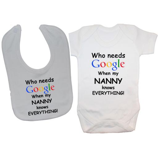 Who Needs Google When My Nanny...Baby Bodysuit & Feeding Bib
