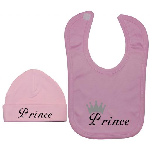 Prince...Baby Nursery Feeding Bib & Beanie Hat, Cap