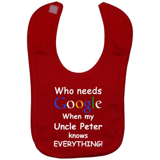 Google Personalised Uncle Name Baby Feeding Bib Newborn-3yrs