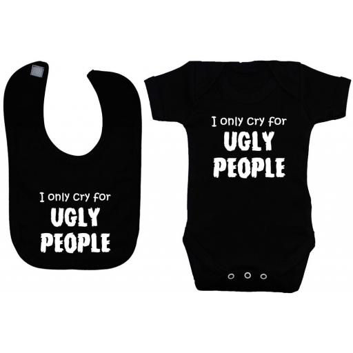 Cry for Ugly People Baby Grow, Bodysuit, Romper & Feeding Bib