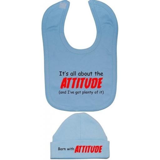 It's All About The Attitude Baby Feeding Bib & Hat Set