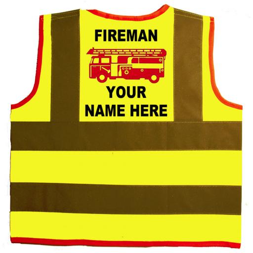 Fireman Personalised Red Engine Baby Childrens Hi Vis Safety
