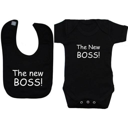 New Boss Baby Grow, Bodysuit, Romper & Feeding Bib