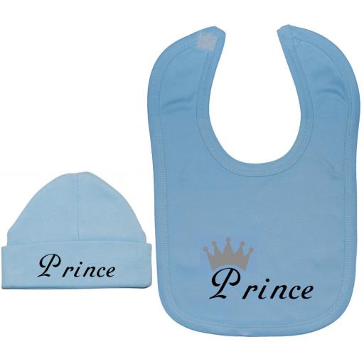 Prince...Baby Nursery Feeding Bib & Beanie Hat, Cap