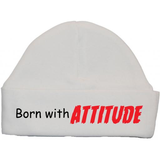 Born With Attitude Baby Beanie Hat Newborn-12m