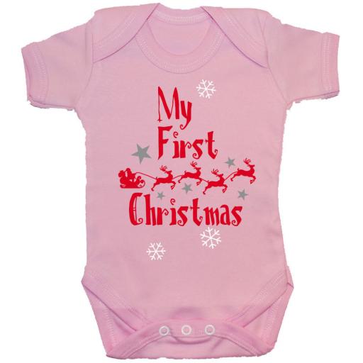 My First Christmas with Sleigh Babygrow Bodysuit Romper Vest