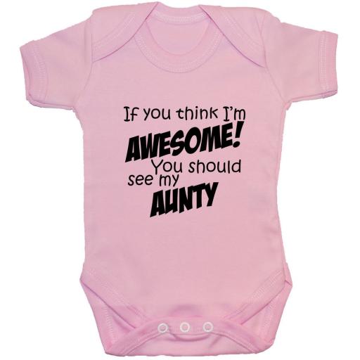 Awesome Aunty Baby Grow Bodysui,t Romper, Vest, T-Shirt
