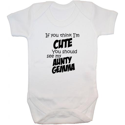 Personalised Cute Aunty With Name Baby Grow, Bodysuit