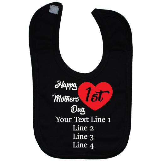Happy 1st Mothers Day Personalised Baby Feeding Bibs