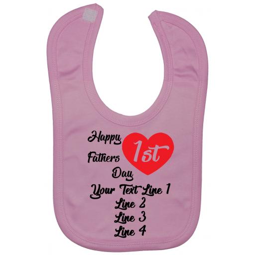 Happy 1st Fathers Day Personalised Baby Feeding Bibs
