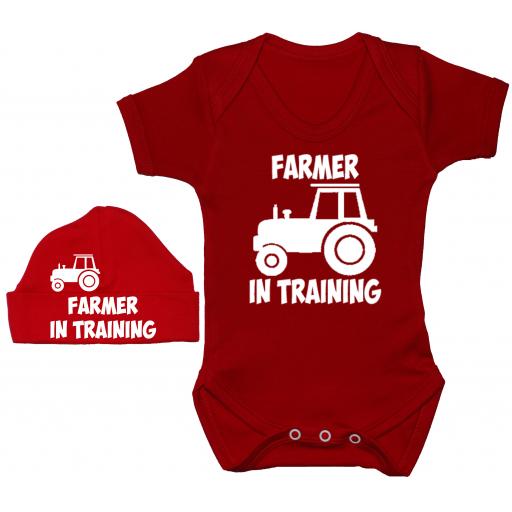 Farmer In Training Bodysuit, Baby Grow & Beanie Hat