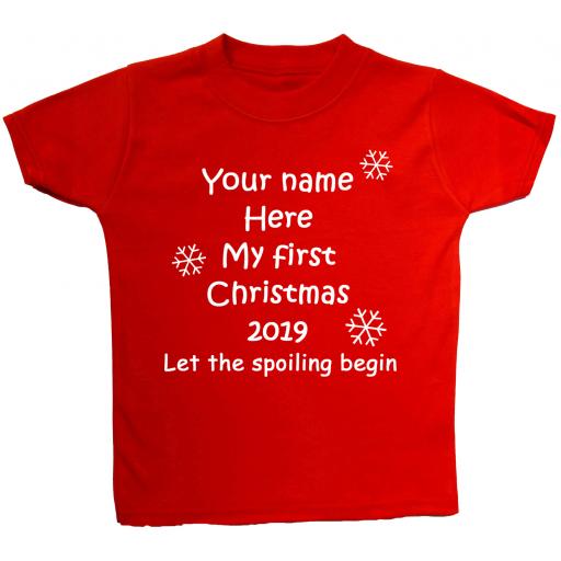 Personalised Name My First Christmas & Year Baby, Children T-Shirt