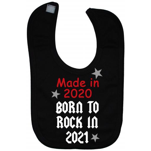 Made In 2020 Born to Rock 2021 Baby Feeding Bib