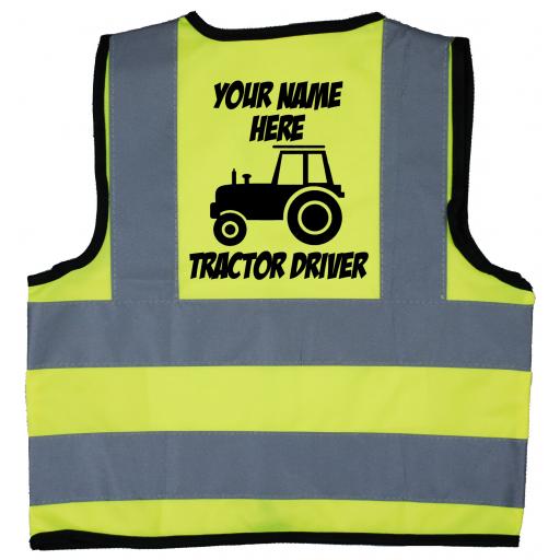 Personalised Tractor Driver Hi Visibility Children's Kids Safety Jacket