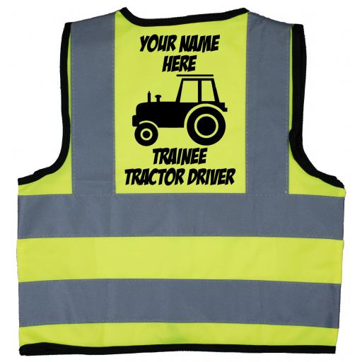 Personalised Trainee Tractor Driver Hi Visibility Children's Kids Safety Jacket