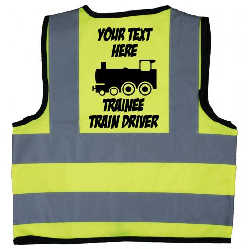 Personalised Trainee Train Driver Children's Kids Hi-Vis Safety Jacket
