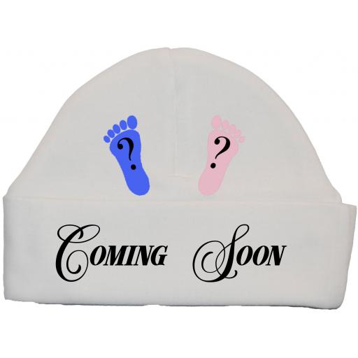 Coming Soon Gender Reveal Baby Beanie Hat, Cap Newborn - 12 Months